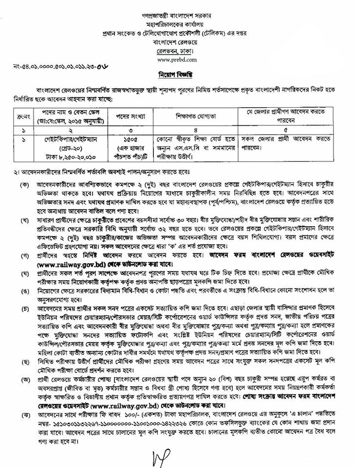 Bangladesh Railway Job Circular 2023